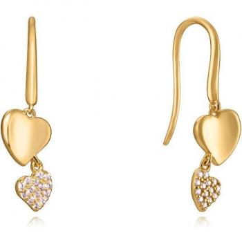 Pendientes Viceroy Love de plata bañados en oro con corazónes de circonitas