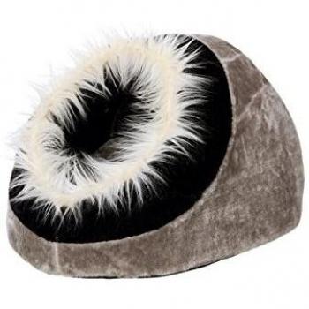 Karlie 65564 Cama Cueva para Gatos con Pelo, 40 x 40 x 28 cm, Negro y Gris