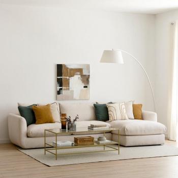 Sofá chaise longue tapizado beige Cuzco 309 x 84 cm derecha Kenay Home