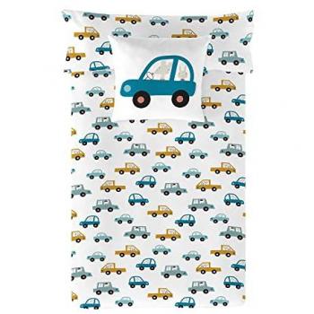 Funda Nórdica Reversible Infantil Coches 100% Algodón Cama 90 Fabricada en España