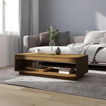 Mesa baja de madera maciza de pino marrón miel 110x50x33,5 cm