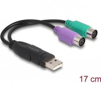 Adaptador USB a PS/2 DeLOCK 61051, 0.17 m, Mini-DIN 6 pines, Negro, Verde y Púrpura