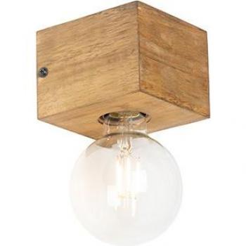 Aplique rústico cuadrado de madera BLOC para LED, máximo 1 x 10 Watt