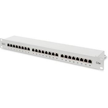 DIGITUS Patchpanel Cat 5e, 24-puerto, 19, 1U, blindado, Gris