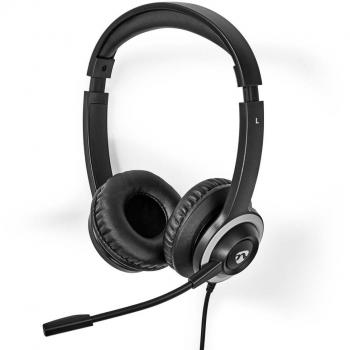 Auriculares Nedis CHSTU310BK On-Ear Estéreo con Conector USB Tipo-A / Tipo-C y Micrófono Plegable - Negro
