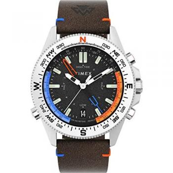 Timex Expedition North Men's Brown Leather Analogue Quartz Watch with Tide, Temperature, and Compass Features
