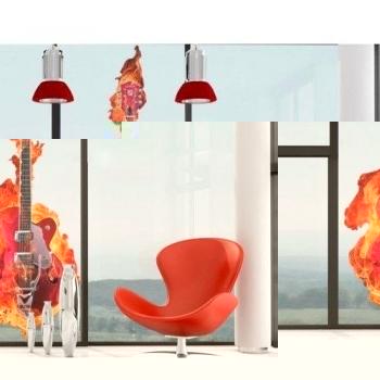 Apalis Vinilo de Ventana no.205 Guitar in Flames, Dimensione:208cm x 90cm