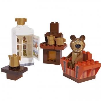 Bloques de Construcción Masha y el Oso - Set Casa del Oso, 35 Piezas, Color Marrón-Blanco-Naranja