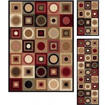 Universal Rugs 105130 Multi 3 Pc. Set 5-Feet by 7-Feet, 20-Inch by 60-Inch and 20-Inch by 32-Inch Area Rug, 3-Piece by Tayse Rugs
