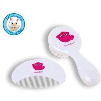Kiokids 1318 - Set de cepillo y peine bebé, unisex, color rosa