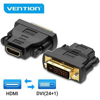 Adaptador Vention DVI a HDMI Bidireccional DVI D 24+1 Macho a HDMI Hembra Convertidor de Conector para Proyector Negro
