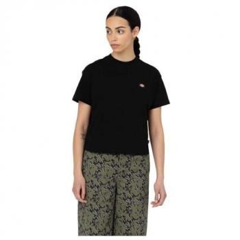 Dickies Oakport Boxy Black Short Sleeve T-Shirt for Women, Size S, 100% Cotton