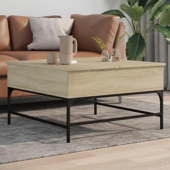 Mesa de centro Sonoma Roble 80x80x45 cm Multicapa Metal Marrón