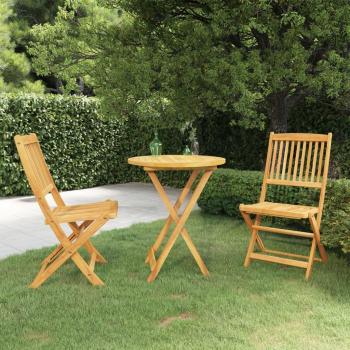 Set de almuerzo de jardín 3 piezas plegable madera maciza de acacia