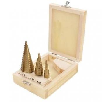 Awtools Taladro de Grado HSS-TIN - Kit de 3 Piezas (4-12mm, 4-20mm, 4-32mm)