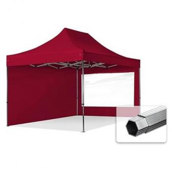 Carpa Plegable Profesional 3x4,5m Aluminio 40mm con Laterales y Ventanas Panorámicas, Rojo