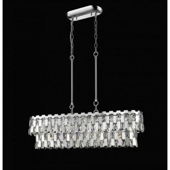 Lámpara colgante Alma Chrome de 9 bombillas, 45 cm, barra de techo oblonga cromada