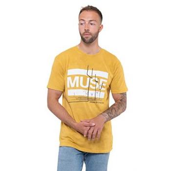 Muse Origin of Symmetry Dip-Dye Unisex T-Shirt - Orange Yellow Mineral Wash - 100% Cotton - Large