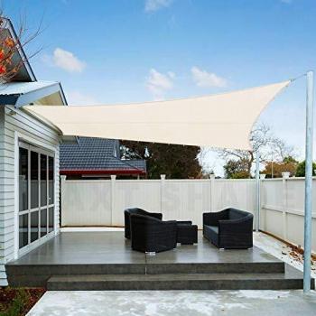 AXT SHADE Toldo Vela de Sombra Cuadrado 3 x 3 m, protección Rayos UV Impermeable para Patio, Exteriores, Jardín, Color Crema