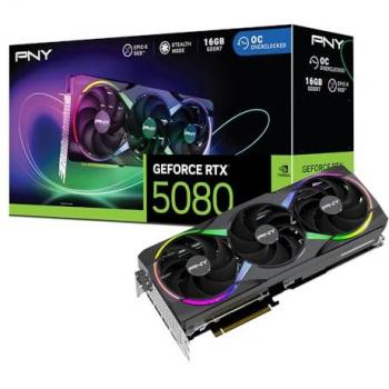 Tarjeta Gráfica PNY GeForce RTX 5080 16GB GDDR7 ARGB OC Triple Ventilador