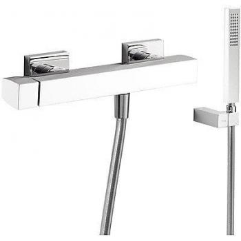 Tres Griferia - Monomando Ducha Ducha De Mano Anticalcárea Con Soporte Orientable Y Flexo Satin