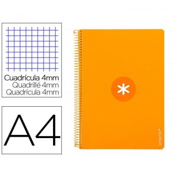 Cuaderno espiral Liderpapel Antartik A4 con tapa dura, 80 hojas de papel de 90 gramos, cuadrícula de 4mm y margen en color mostaza