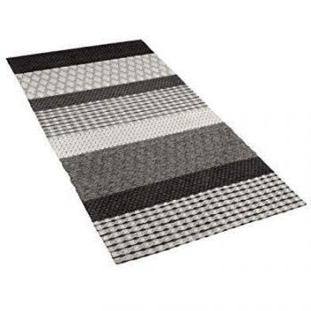 Alfombra Moderna de Lana Gris 80 x 150 cm para Sala de Estar y Oficina con Patches