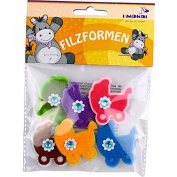 i-mondi® Formas precortadas de fieltro, forma: Cochecito, 6 piezas, tamaño: 40 x 45 mm, autoadhesivos