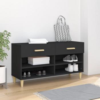Zapatero negro de madera multicapa 102x35x55 cm