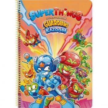 Cuaderno Espiral Safta Folio 80 Hojas 60 g/m² Cuadrícula de 4 mm Tapa Dura Superthings Guardians of Kazoom