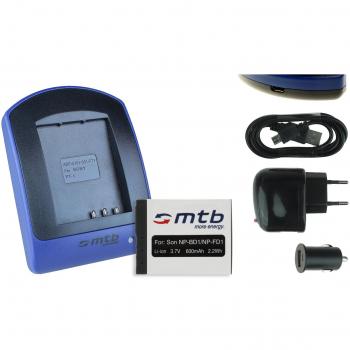 Baterìa + Cargador (USB/Coche/Corriente) Compatible con Sony NP-BD1 / Cyber-Shot DSC-TX1 T300 T700 T900. - Ver Lista