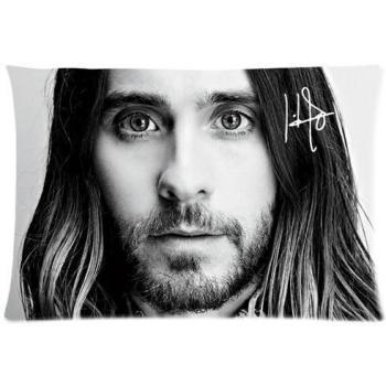 Black and White Jared Leto Pillowcase Soft Zippered Throw Pillow Cover Cushion Case Covers Fasfion Design Two Sides Printed 20x30 Inches