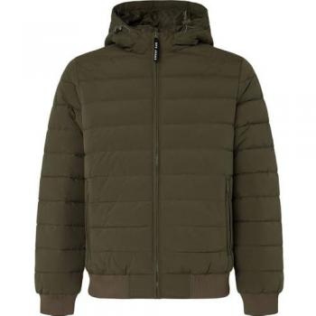 Pepe Jeans - Plumífero de hombre acolchado con capucha ajustable, color verde (Leaf Green), talla L