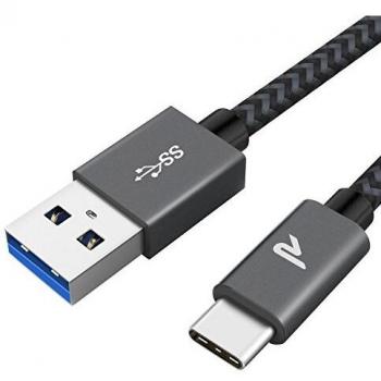 Rampow Cable USB Tipo C a USB A 3.0 Cable USB C Nylon Duradero-Garantía de por Vida-[USB C 3.1 Gen 1] Compatible con Samsung Note 9/S9/S8, HTC 10/U11/U12+, LG G5/G6, Sony Xperia XZ-Gris Espacial 2M