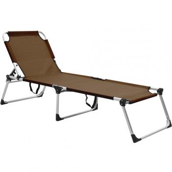 Tumbona senior extra alta plegable aluminio marrón