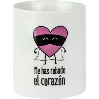 Mr. Wonderful Taza robado el corazón, Porcelana, Blanco y Negro, 9.7 x 8 cm