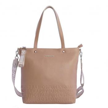 Colors Bolso shopper beige con cremallera