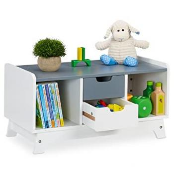 Estantería Infantil Organizador de Juguetes con 2 Cajones, 30x60x30 cm, Blanco y Gris