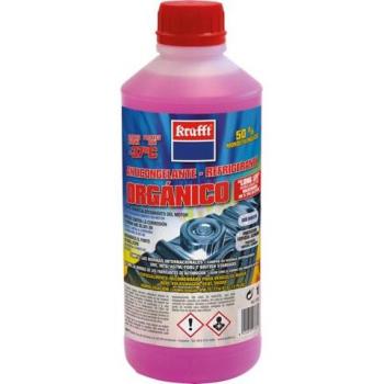 Anticongelante Orgánico Krafft 50% -37ºC, Líquido Refrigerante para Moto y Coche, Protección de Metales del Motor, Formato 1 Litro (G12+)