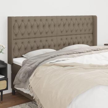Cabecero con orejas de tela gris taupe 203x16x118/128 cm vidaXL