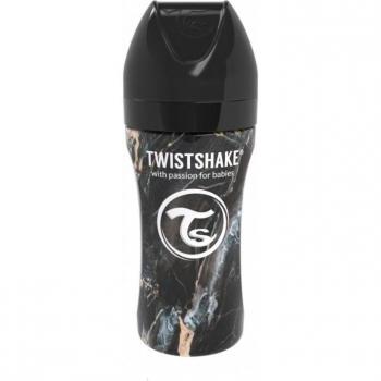 Twistshake Biberón Anticólico Acero Marble Black 330ml