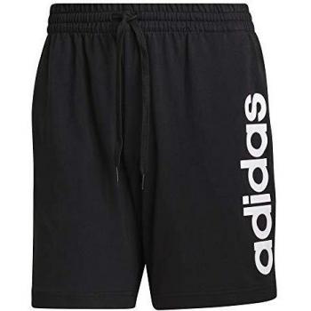 Adidas Men's Athletic Shorts with Linear Logo, Black/White, Medium Size