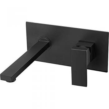 Grifo de Lavabo Empotrado Cuadrado Monomando Negro Mate Serie Tajo - Valaz