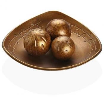 Centro de Mesa Versa Dorado con Tres Bolas Decorativas 31,5 x 9 x 31,5 cm
