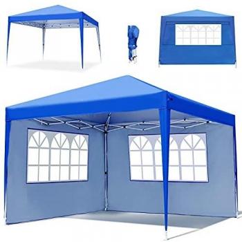 Carpa Plegable Impermeable, Cenador Plegable 3x3, 2 Paredes Laterales con Ventanas, 3 Regulables en Altura, Protector Solar UV50 +, Fiesta, Playa, Utilizado para Jardín, etc