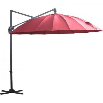 Parasol Sombrilla de Jardín Outsunny Ø300 cm Rojo