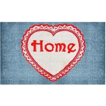 Alfombrilla Lifestyle 100161 1 Corazón, Felpudo Antideslizante y Lavable, Ideal para la Entrada, el Armario o la Cocina, 67 x 110 cm, Gris/Rojo