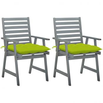Sillas de comedor jardín 2 uds madera maciza de acacia con cojines
