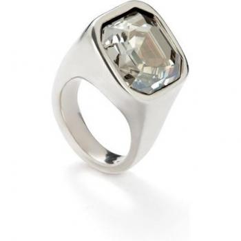 UNO de 50 Elegant Silver Plated Metal Alloy Ring with Crystals - Size 15