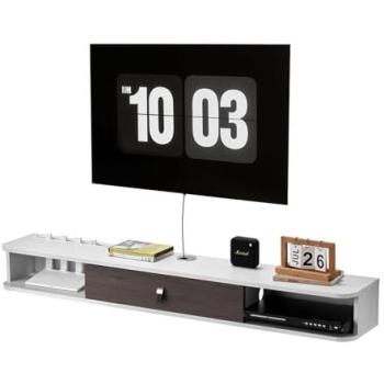 Mueble TV Flotante 140 cm VEVOR con Pasacables, Estante Moderno de Almacenamiento para DVD, Decodificador y Consolas de Juegos, Color Blanco